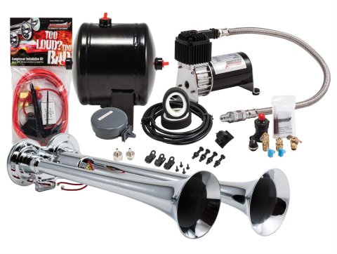 Kleinn Dual Chrome Horn Kit w/ 120 PSI Air Compressor / 0.5 gal Air Tank