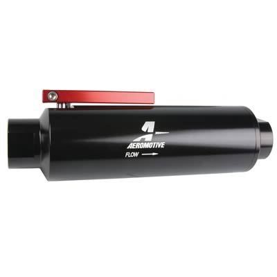 Aeromotive In-Line AN-12 Filter w/Shutoff Valve 100 Micron SS Element - Black Anodize Finish