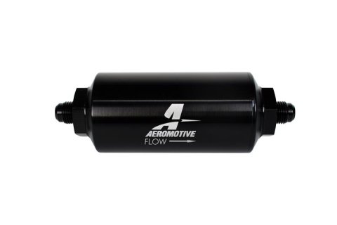 Aeromotive In-Line Filter - (AN-6 Male) 10 Micron Microglass Element Bright Dip Black Finish