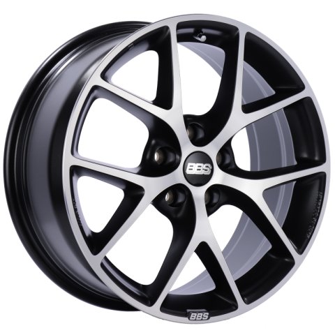BBS SR 17x7.5 5x112 ET45 Satin Black Diamond Cut Face Wheel -82mm PFS/Clip Required