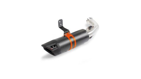 Remus 2018 KTM 125 Duke 11kW (Euro 4) Sport Flow Carbon Slip On w/Orange Clamp/Connection Tube (1x rms0105 652017, 1x rms54483 652017)
