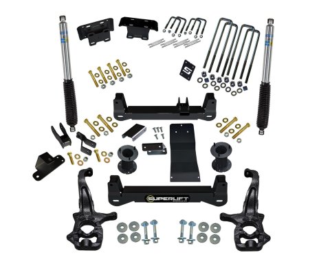 Superlift 2019 Chevy Silv 1500 4WD 6in Lift Kit w/ Alum/Stamped Steel Control Arms & BIL Rear Shocks (Bundled Kit)