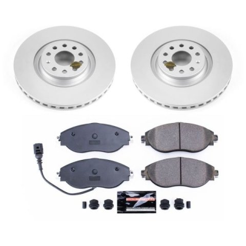 PowerStop Z23 Evolution Sport GEOMET Coated Brake Kits CRK7253 Rotor and Pad Combo, Geomet Coated, Carbon Fiber Ceramic Pads, Solid Surface, Front/Rear, Volkswagen, Kit