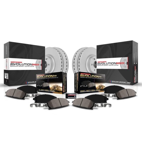 PowerStop Z17 Evolution Plus GEOMET Coated Brake Kits CRK1919 Rotors/Pads, Evolution, Ceramic Pads, Iron Rotors, Geomet Coated, Smooth, Front and Rear, Ford, Lincoln, Set