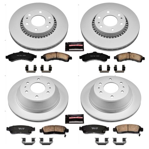 PowerStop Z17 Evolution Plus GEOMET Coated Brake Kits CRK2062 Rotor and Pad Combos, Geomet Coated, Front and Rear, Solid Surface Rotors, Ceramic Pads, Buick, Chevrolet, GMC, Isuzu, Saab, Kit