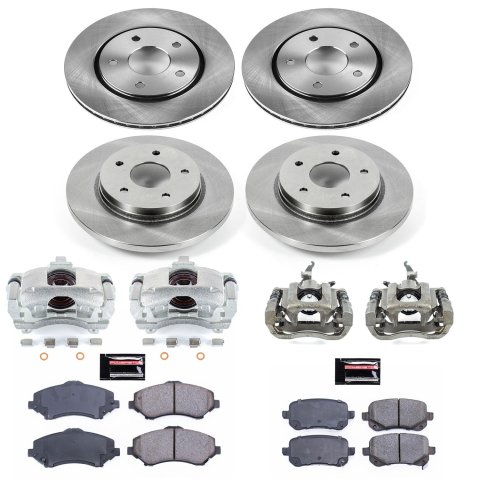 PowerStop Z17 Evolution Plus Stock Replacement Brake Kits with Calipers for 2009-2012 JOURNEY - KCOE4015A Disc Kit, Replacement, Front and Rear, Solid Surface, Dodge, Kit