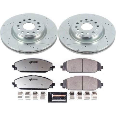 PowerStop Z36 Truck and Tow Brake Upgrade Kits for 2019-2025 1500 - K8182-36 Rotors/Pads, Tow, Carbon Fiber Ceramic Pads, Iron Rotors, Zinc Plated, Cross-Drilled/Slotted, Front Rear, RAM, Set