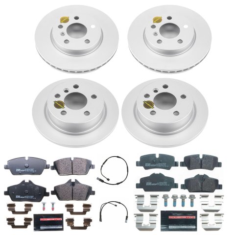 Power Stop 14-19 Mini Cooper Front & Rear Euro-Stop Brake Kit (1x psbESK7977, 1x psbESK7750)