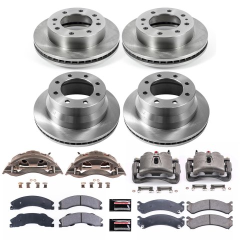 PowerStop Z17 Evolution Plus Stock Replacement Brake Kits with Calipers KCOE6274 Disc Kits, Replacement, Front and Rear, Solid Surface Rotors, Cast Iron Calipers, Natural, Chevrolet, GMC, Kit