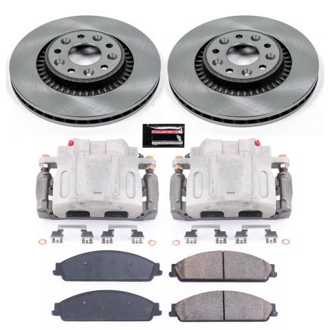 PowerStop Z17 Evolution Plus Stock Replacement Brake Kits with Calipers KCOE4599 Disc Kits, Autospecialty Calipers, Front, Solid Surface Rotors, 2-piston Calipers, Ford, Mercury, Kit