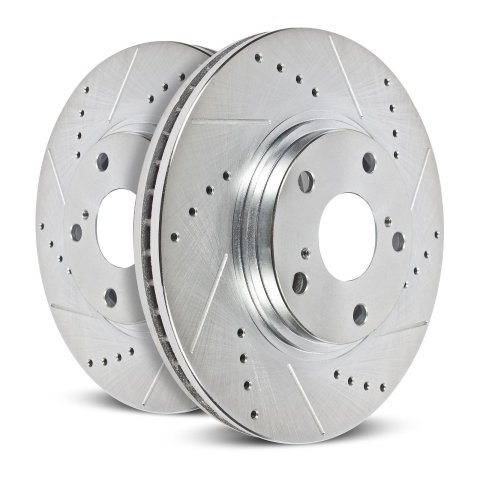 Power Stop 17-22 Ford F-350 Super Duty Front Drilled & Slotted Rotor - Pair (1x psbAR85188XL, 1x psbAR85188XR)