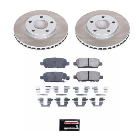 PowerStop Z17 Evolution Plus Semi-Coated Rotor Brake Kits SC114 and Pad Combo, Semi-Coated, Front and Rear, Solid Surface Rotors, Ceramic Pads, for Infiniti, for Nissan, Kit