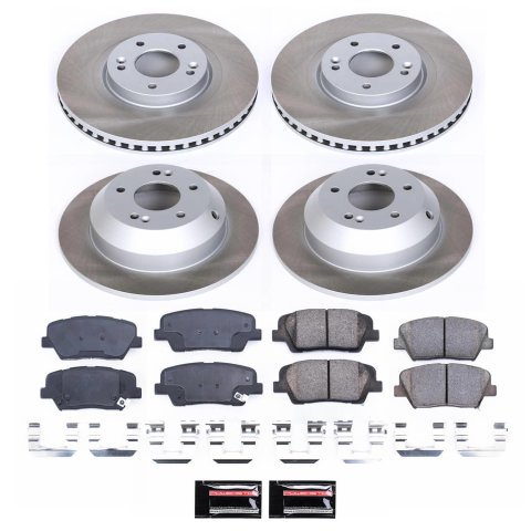 Power Stop 16-20 Kia Sorento Front and Rear Semi-Coated Rotor Kit (1x psbSC7062, 1x psbSC7064)