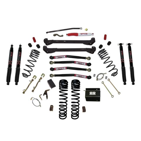 Skyjacker 97-06 Jeep TJ 4in Dual Rate Long Travel Coils Long Arm RR1 Lift Kit	w/ Black Max Shocks (Bundled Kit)