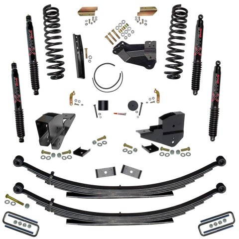 Skyjacker 4 In. Suspension Lift Kit w/ Black MAX Shocks (1x skyF545V, 2x skyB8568, 2x skyB8592, 2x skyFR173S, 1x skyRAB2346, 1x skyF23451S)