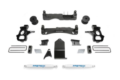Fabtech 14-18 GM C/K1500 P/U w/oE Alm Or Stmp Stl UCA 4in Basic Sys w/Perf Shks (1x fabFTS21226, 1x fabFTS21227, 1x fabFTS21229, 2x fabFTS7333)