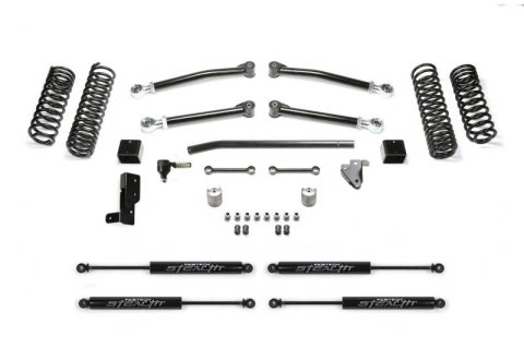 Fabtech 18-21 Jeep JL 4WD 4-Door 3in Trail w/Stealth (1x fabFTS24205, 1x fabFTS24208, 1x fabFTS24209, 1x fabFTS24210, 2x fabFTS6349, 2x fabFTS6352)