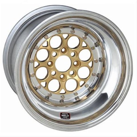 Weld Racing Magnum Import Drag Gold Beadlock Wheels for Mickey Thompson Tires 13x10 Wheels, 13X10'' Gld 4X100mm BP 5''BS - Pol SBL MT