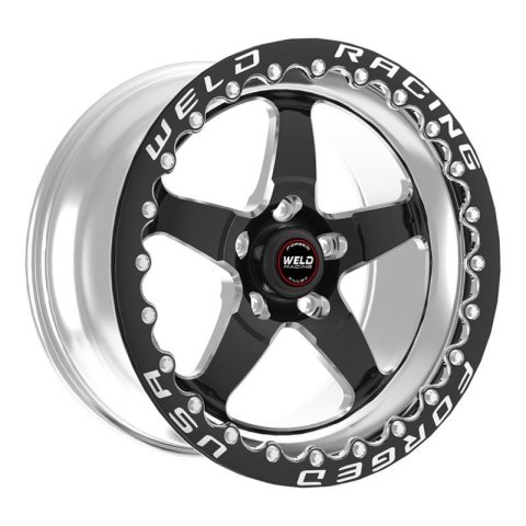 Weld Racing RT-S S71 Forged Aluminum Black Beadlock Wheels for Mickey Thompson Tires 15x10.33 Wheel, S71, Single Beadlock, Aluminum, Anodized, Polished Lip, 15 x 10.33 in., 5 x 4.75 in. Bolt Circle, Medium Pad, Each