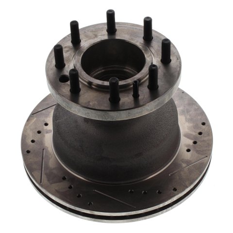 PowerStop Evolution Drilled and Slotted Rotors AR-8542XR Brake Rotors, Evolution, Cross-drilled Slotted, Iron, Zinc Plated, 13.00 in. O.D., Applications with Dual Rear Wheel, Front Right, Ford, Each