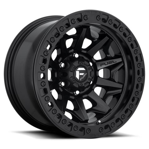 Fuel Off-Road Covert D114 Beadlock Matte Black Wheels 17x9 Wheel, Beadlock, 17 x 9, Aluminum, Black, 6 x 139.7mm Bolt Pattern, -15mm Offset, 4.410 in. Backspace, Each