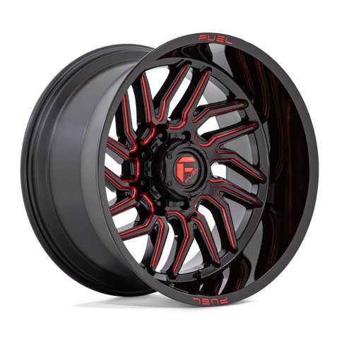 Fuel Off-Road Hurricane D808 Gloss Black Milled Wheels with Red Accents 20x9 20X9 8X6.5 G-BLK MILL-RT 1MM