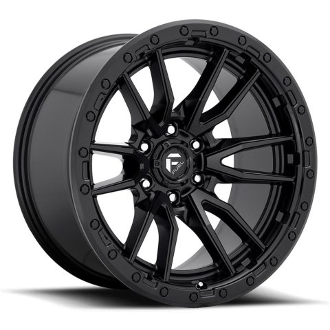 Fuel Off-Road Rebel D844 Textured Black Wheels 18x9 Wheels, D844, Aluminum, Finish, 18 in. x 9 in., 6 x 139.70mm/5.5 in. Bolt Circle, 5.04 in. Backspace, Each