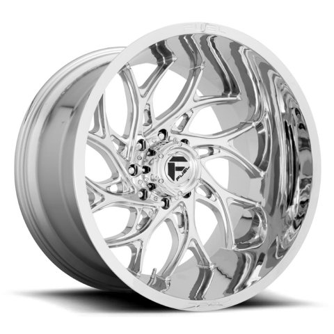 Fuel Off-Road Runner D740 Series Chrome Wheels 20x9 Wheels, D740, 20x9, Aluminum, 1-Piece, Chrome, 8 x 180mm Bolt Pattern, +1mm Offset, 5.04 Backspace, 4.89 Bore, Conical Lug, 3,700 lbs., Each
