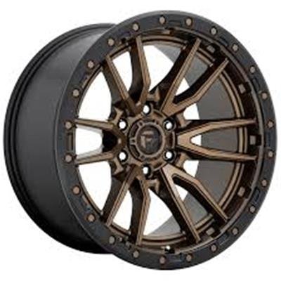 Fuel Off-Road Rebel D845 Textured Bronze Wheels with Black Ring 18x9 Wheels, D845, Aluminum, Finish, Beadlock Ring, 18 in. x 9 in., 6 x 139.70mm/5.5 in. Bolt Circle, 5.04 in. Backspace, Each