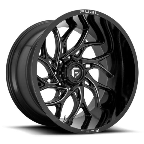 Fuel Off-Road Runner D741 Series Gloss Black Wheels with Milled Accents 20x9 RUNNER 8x180.00 GLOSS BLACK MILLED (1 mm)