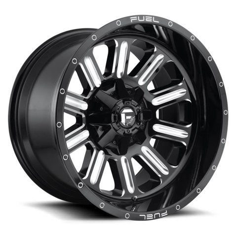 Fuel Off-Road Hardline D620 Series Gloss Black Wheels with Milled Accents 18x9 Wheel, Hardline, 18 x 9, Black, Accents, 5 x 139.7mm Bolt Pattern, +20mm Offset, 5.790 in. Backspace, Each