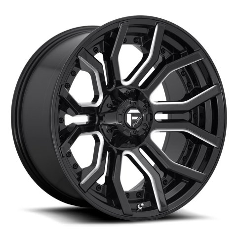 Fuel Off-Road Rage D711 Gloss Black Wheels with Milled Accents 20x10 Wheels, D711, 20 x 10, Aluminum, Black, Accents, 8 x 180mm Bolt Pattern, -18mm Offset, 4.790 in. Backspace, Each