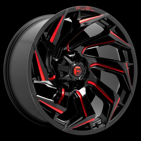 Fuel Off-Road Reaction D755 Gloss Black Milled Red Tint Wheels 20x9 WHEEL, 20X9 6X4.5/5.5 GL-BLK-MIL-RTTC 01MM