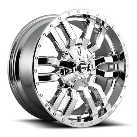 Fuel Off-Road Sledge D631 Series Chrome Wheels 20x9 Wheel, Sledge, 20 x 9, Chrome, 6 x 135mm Bolt Pattern, +1mm Offset, 5.040 in. Backspace, Each
