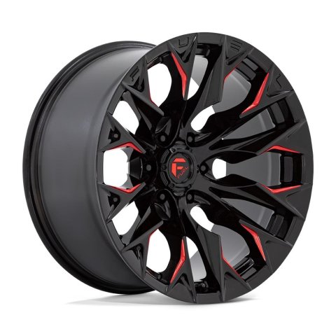Fuel Off-Road Flame 6 D823 Gloss Black Wheels with Milled Red Accents 20x9 20X9 8X180 G-BLK MILL C-RED 20MM