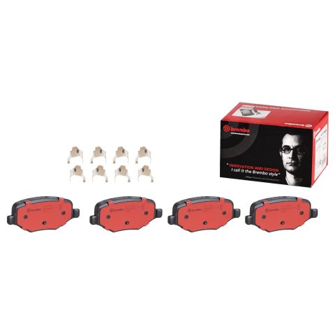 Brembo NAO Ceramic Brake Pads P24172N Pads, Brembo, Ceramic, Integrally Molded, Shims, with Hardware, Ford, Set