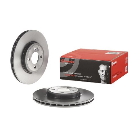 Brembo Premium UV Coated Brake Rotors 09.A047.31 Rotor, Brembo, Vented, Solid Surface, 11.58 in. Diameter, Iron, UV-Coated, Mini Cooper, Each