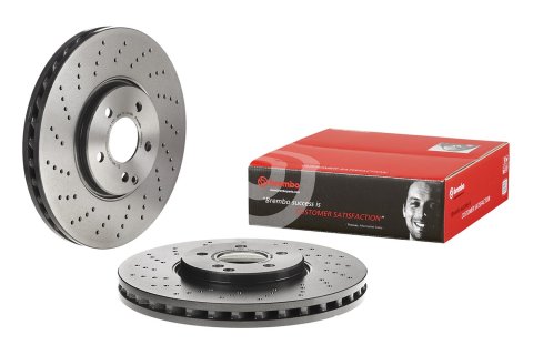 Brembo Premium UV Coated Brake Rotors 09.A828.11 Rotor, Brembo, Vented, Cross-Drilled Surface, 12.99 in. Diameter, Iron, UV-Coated, Mercedes-Benz, Each