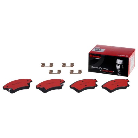 Brembo NAO Ceramic Brake Pads P59076N Pads, Brembo, Ceramic, Integrally Molded, Shims, with Hardware, Chevrolet, Set