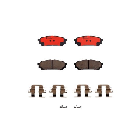 Brembo NAO Ceramic Brake Pads P78014N Pads, Brembo, Ceramic, Integrally Molded, Shims, with Hardware, Saab, Set