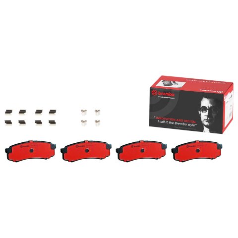 Brembo NAO Ceramic Brake Pads P83024N Pads, Brembo, Ceramic, Integrally Molded, Shims, with Hardware, Lexus, Set