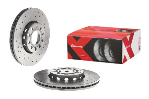 Brembo Xtra Drilled Performance Rotors 09.5745.2X Brake Rotor, Brembo, Vented, Cross-Drilled Surface, 11.34 in. Diameter, Iron, UV-Coated, Audi, Each