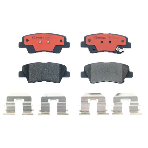 Brembo NAO Ceramic Brake Pads P30047N Pads, Brembo, Ceramic, Integrally Molded, Shims, with Hardware, For Hyundai, Set