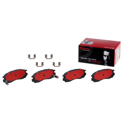 Brembo NAO Ceramic Brake Pads P54014N Pads, Brembo, Ceramic, Integrally Molded, Shims, with Hardware, Chrysler, Set