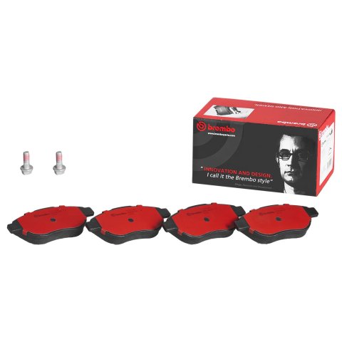 Brembo NAO Ceramic Brake Pads P23119N Pads, Brembo, Ceramic, Integrally Molded, Shims, with Hardware, Fiat, Set