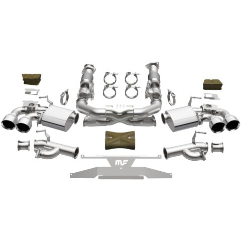 MagnaFlow xMOD Series Performance Exhaust Systems for 2020-2025 CORVETTE - 19578 Systems, Performance, Rear Axle-back, Dual In/Dual Out, Stainless Steel, Natural, Split Rear Exit, Polished Tips, Chevy, 6.2L, Kit