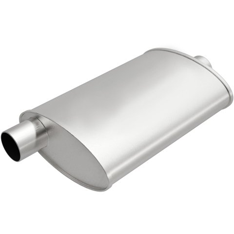 MagnaFlow Universal Steel 2 Inch Muffler 201-0075 Muffler, Universal, 2.00 in. Offset Inlet, 2.00 in. Center Outlet, Oval, Steel, Aluminized, Each