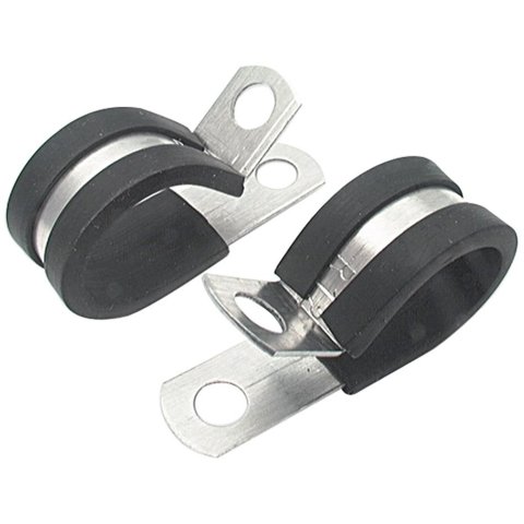 Allstar Performance Aluminum Line Clamps ALL18304-50 Hose Mounting Clamps, Cushioned, Aluminum, Natural, One 5/8 in. Diameter Hole, Set of 50