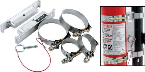 Allstar Performance Quick-Release NHRA Fire Extinguisher Brackets ALL10512 Bracket, T-Bolt Clamp, Aluminum, Natural, 2.5 lb. Extinguishers, Kit