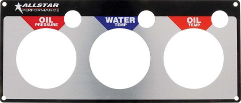 Allstar Performance Gauge Panels ALL80126 Panels, Three Type, Designed for Oil Pressure, Water Temperature, and Oil Temp. Gauges, Aluminum, Black/Silver, 10.50 in. Length, Each